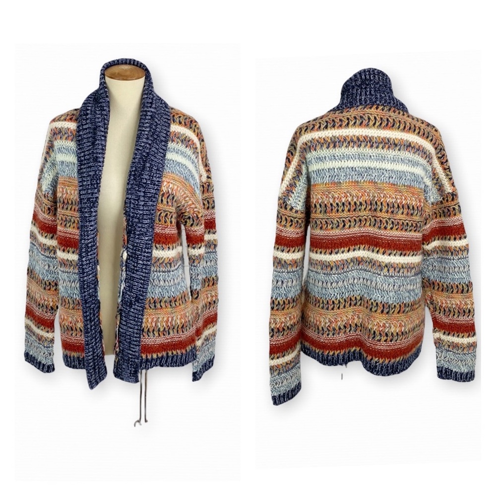 ANTHROPOLOGIE KNITTED & KNOTTED Michela Cardigan Red Motif NWT Size Small - Picture 2 of 13